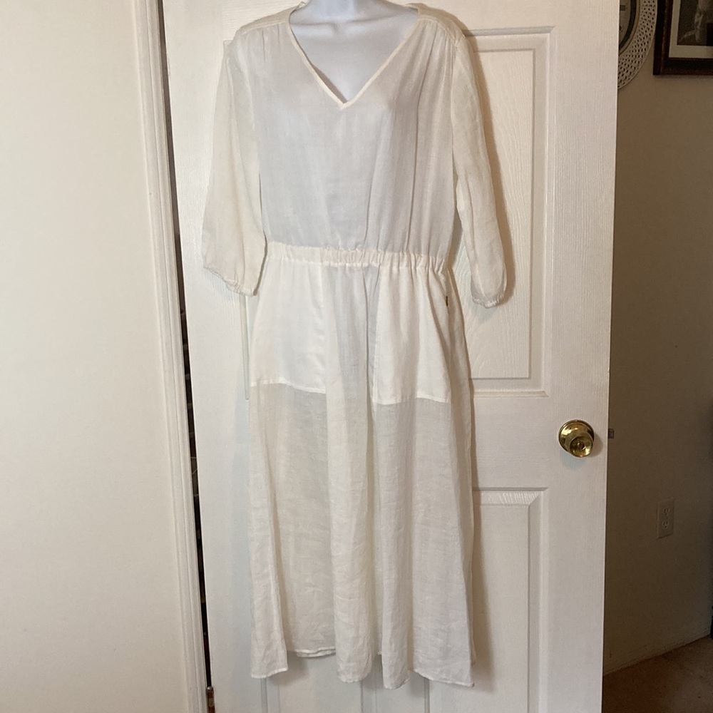 Sonia Bogner Semi-sheer White Ramie Dress EU 40 US 10